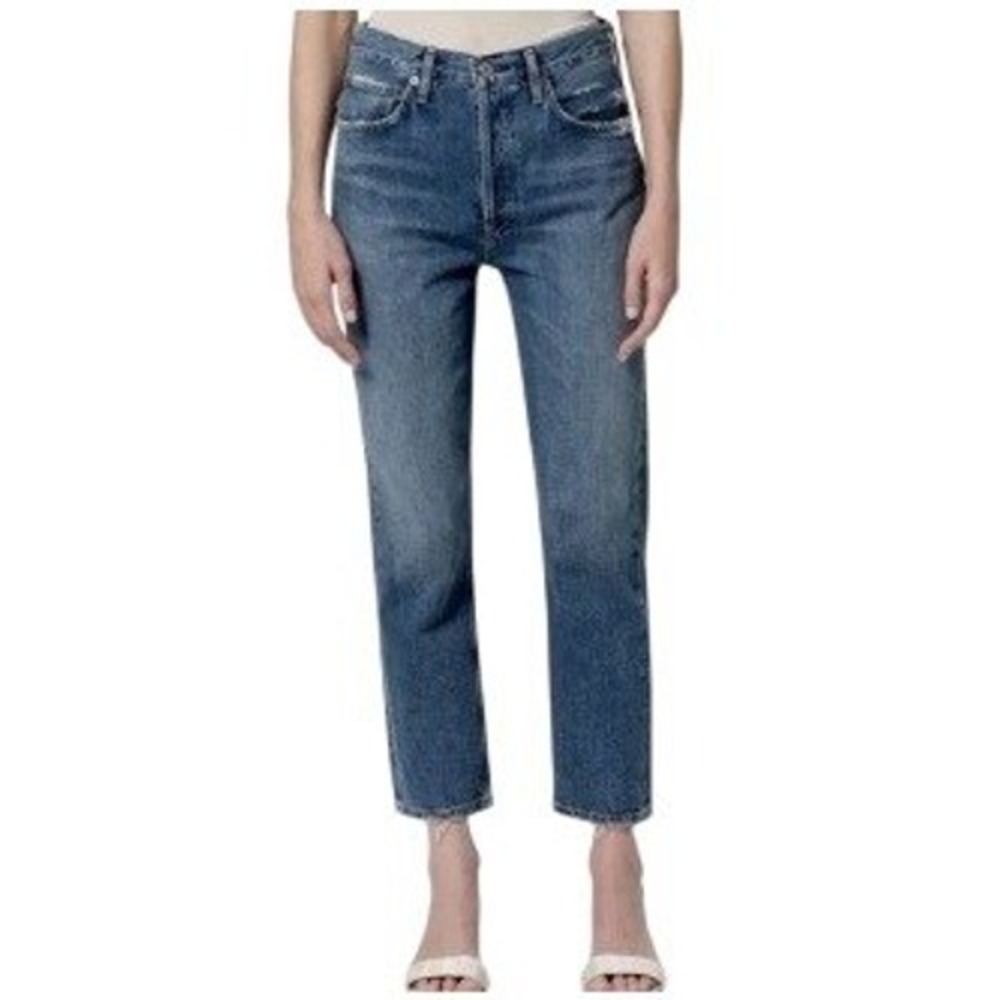 Agolde Riley Jeans Womens 28 High Rise Straight Leg Cropped Med Wash Button Fly